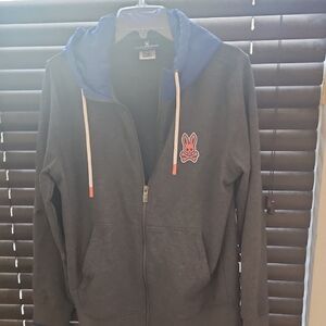 Psycho Bunny Gray Jacket with Blue Hood